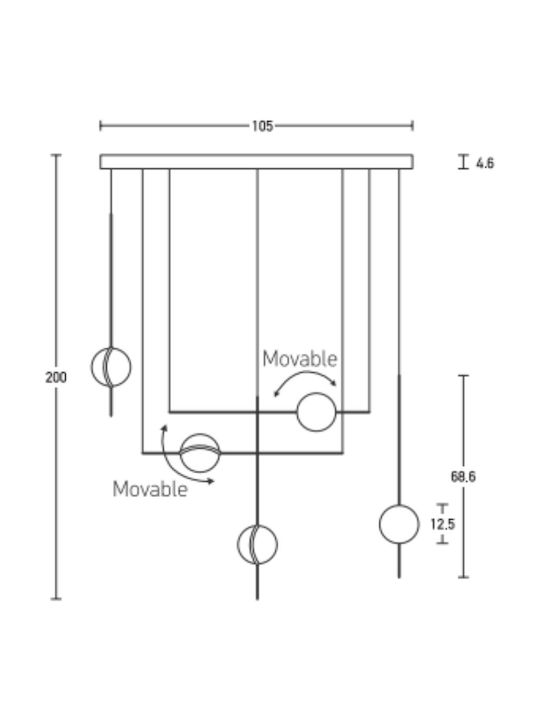 Zambelis Lights Μοντέρνο Κρεμαστό Φωτιστικό Μπάλα σε Μαύρο Χρώμα 2001 - μικρογραφία 4